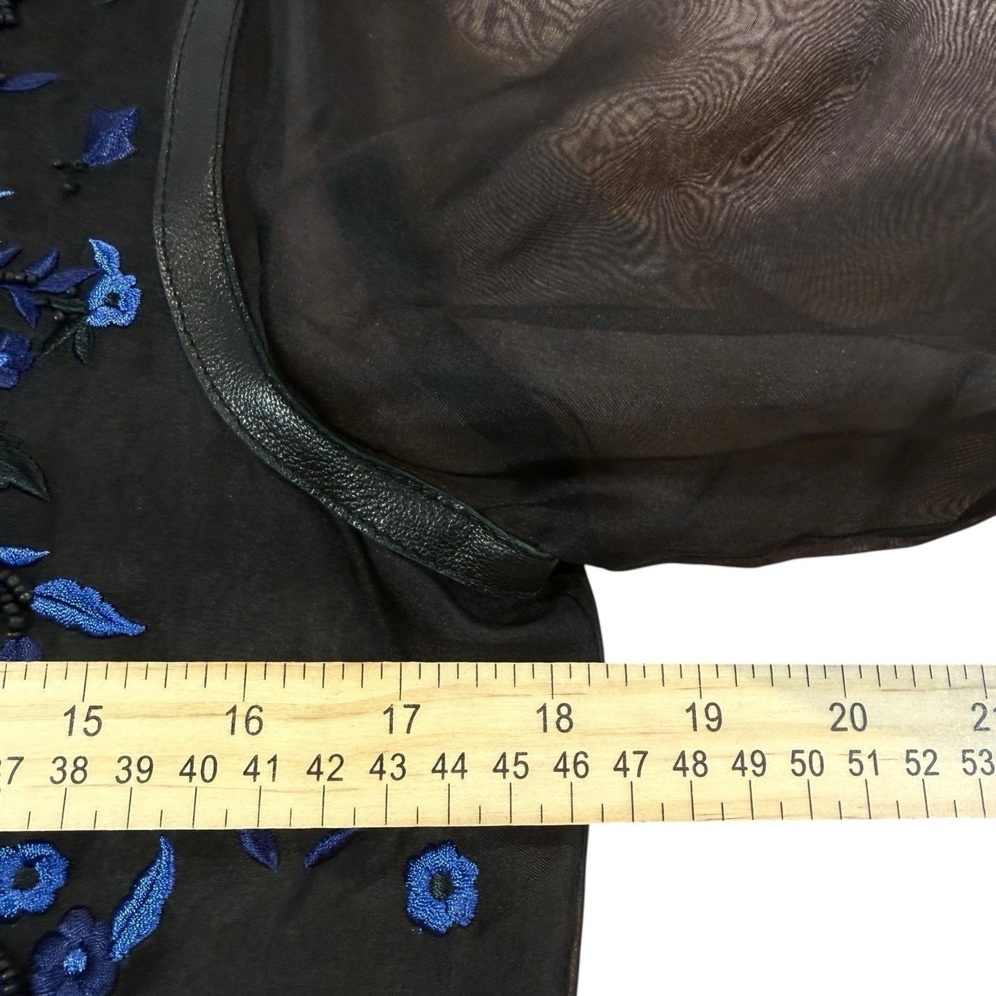 Carlisle Women’s Size 2 Black Blue Sheer Sleeve Embroidered Jacket Top