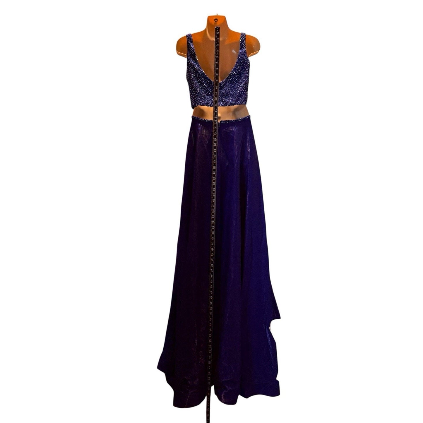 La Femme Women’s Size 12 Royal Blue Two-Piece Beaded Formal Prom Dress Long Gown