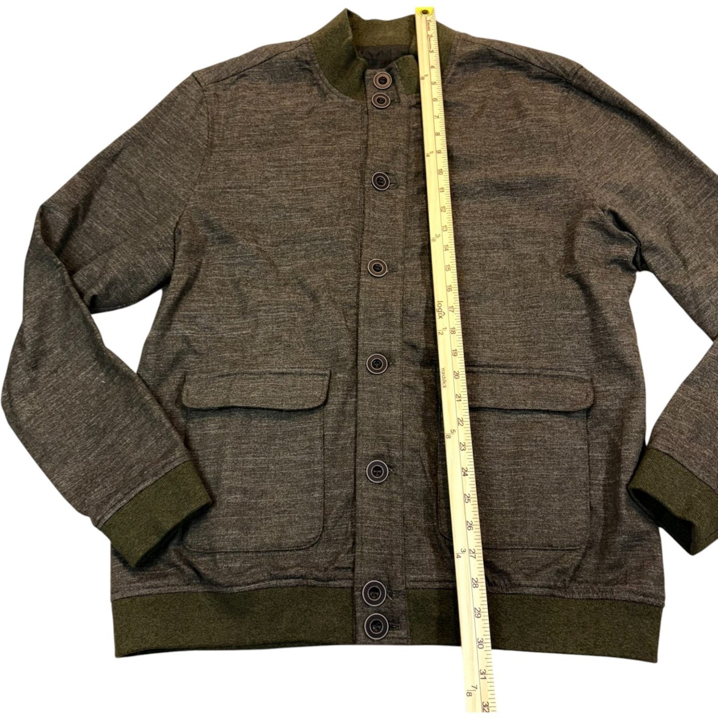 Johnnie-O Men’s Size Large Olive Green Button Front Bomber Jacket Casual Classic