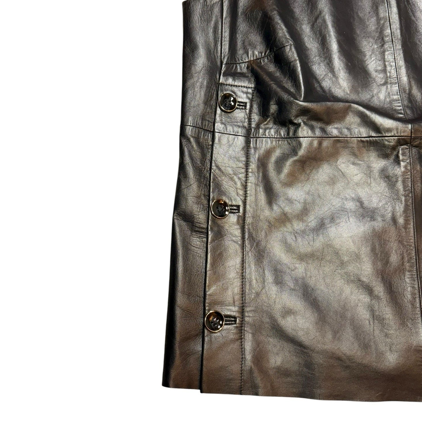 W by Worth Women’s Black Leather Sleeveless Top Size 0 Button Detail Blouse