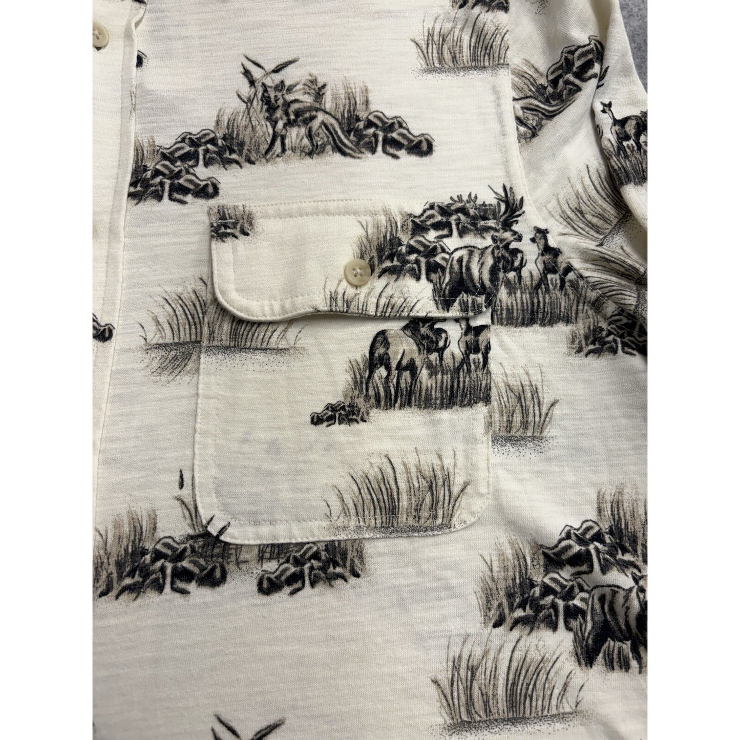 ROWM Lodge Collection Button Down Shirt Men's Medium Deer Fox Bear NWT Cotton