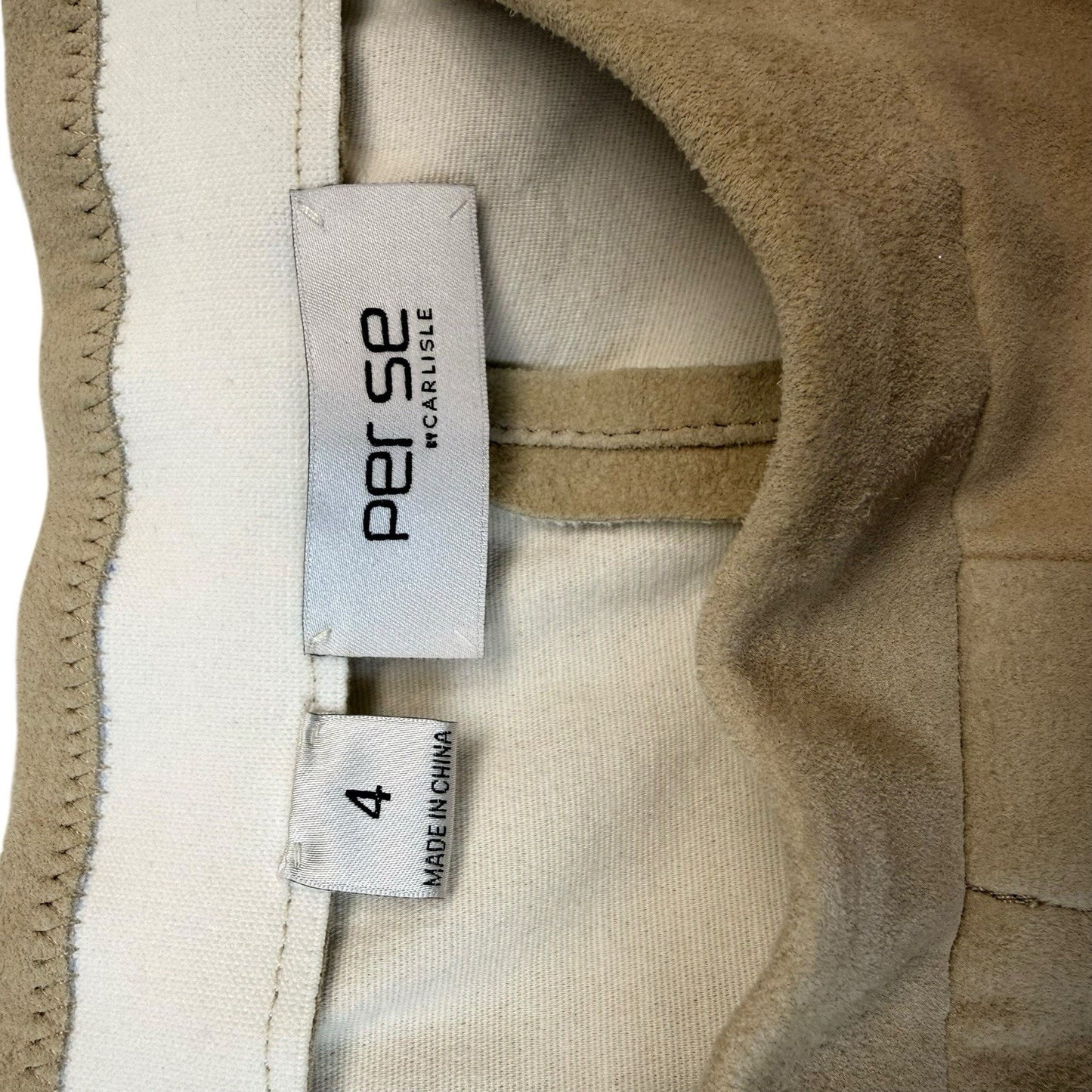 Per Se Carlisle Women's Tan Leather Pants Slim Leg Pull On Size 4