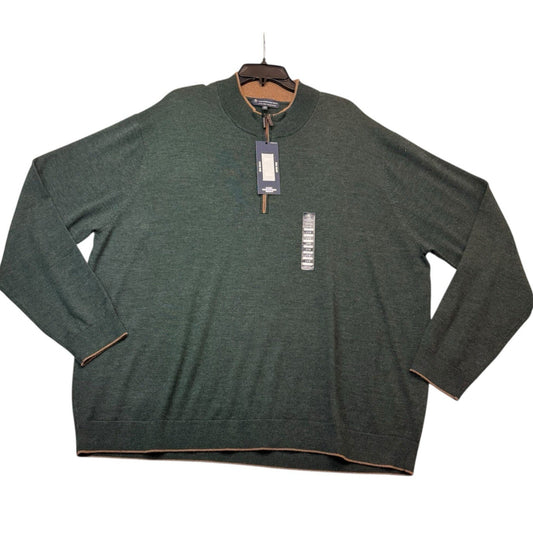 Hart Hart Schaffner Marx Big Man Merino Wool 1/4 Zip Sweater 2XB NWT $115 Green Men's