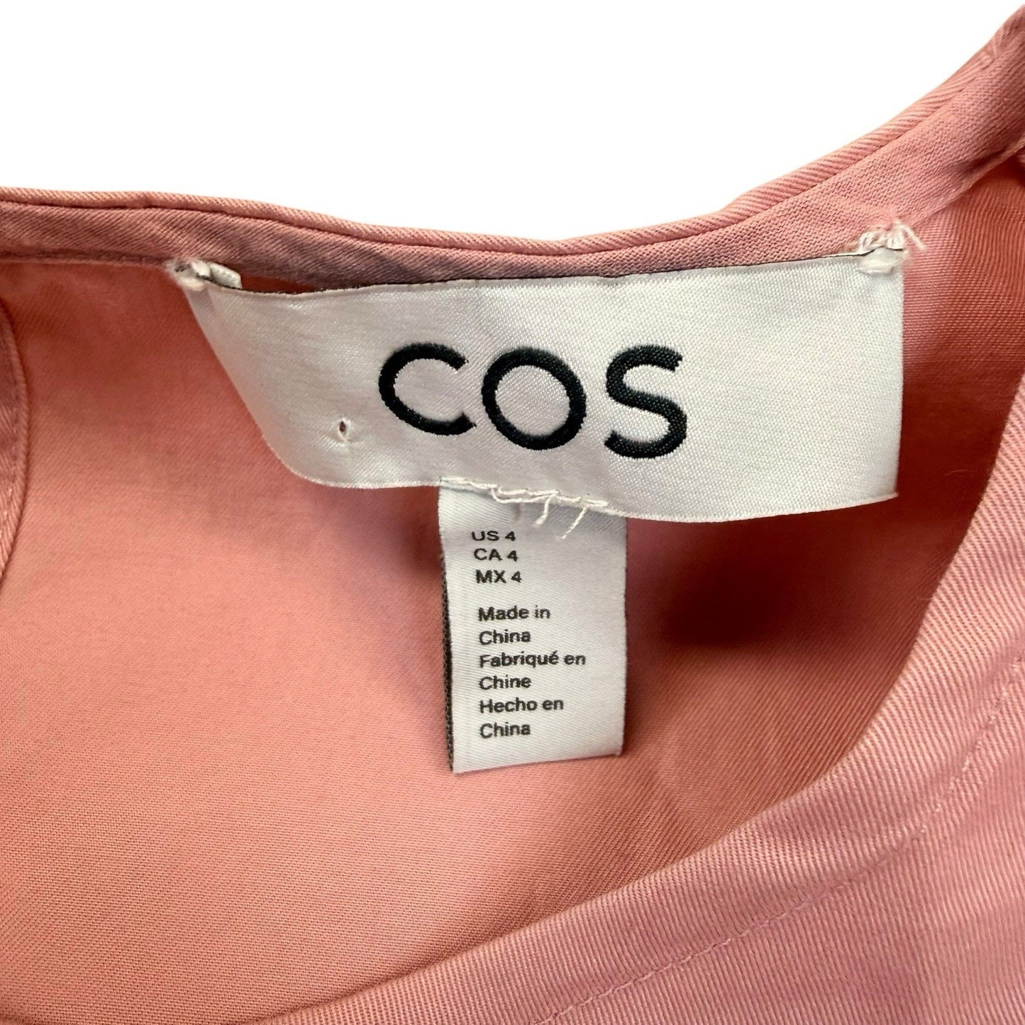 COS Blush Puff Sleeve A-Line Dress US 4 Minimalist Women's