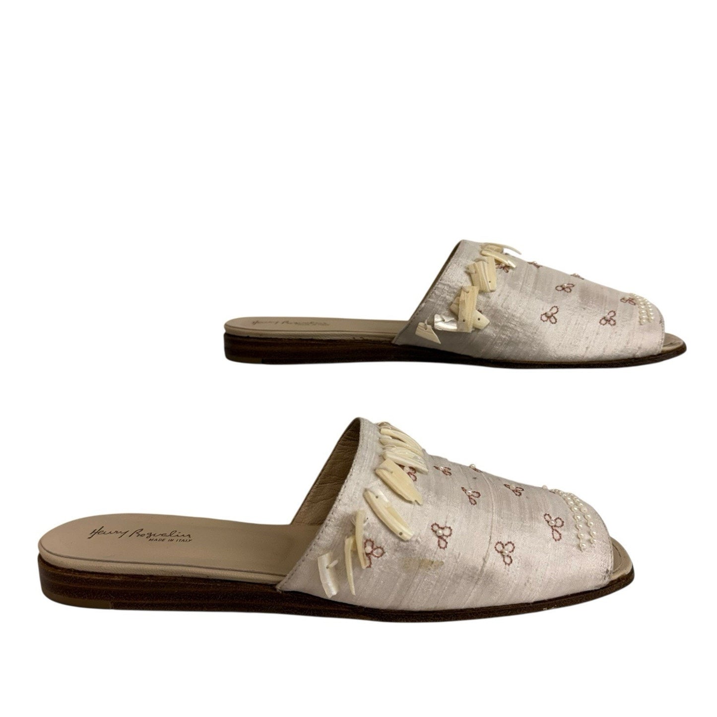 HENRY BEGUELIN Handcrafted Ivory Silk Embroidered Shoes Women’s EU 36.5 (US 6.5)
