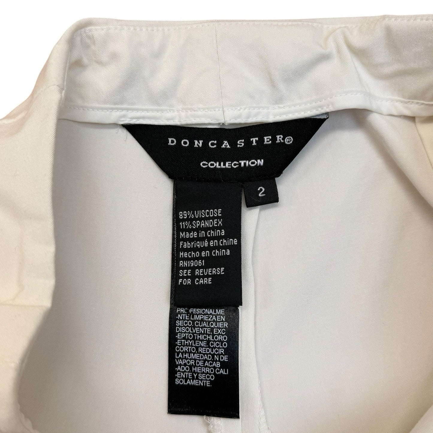 Doncaster Collection White Stretch Ankle Pants Size 2 Career Slim Women's