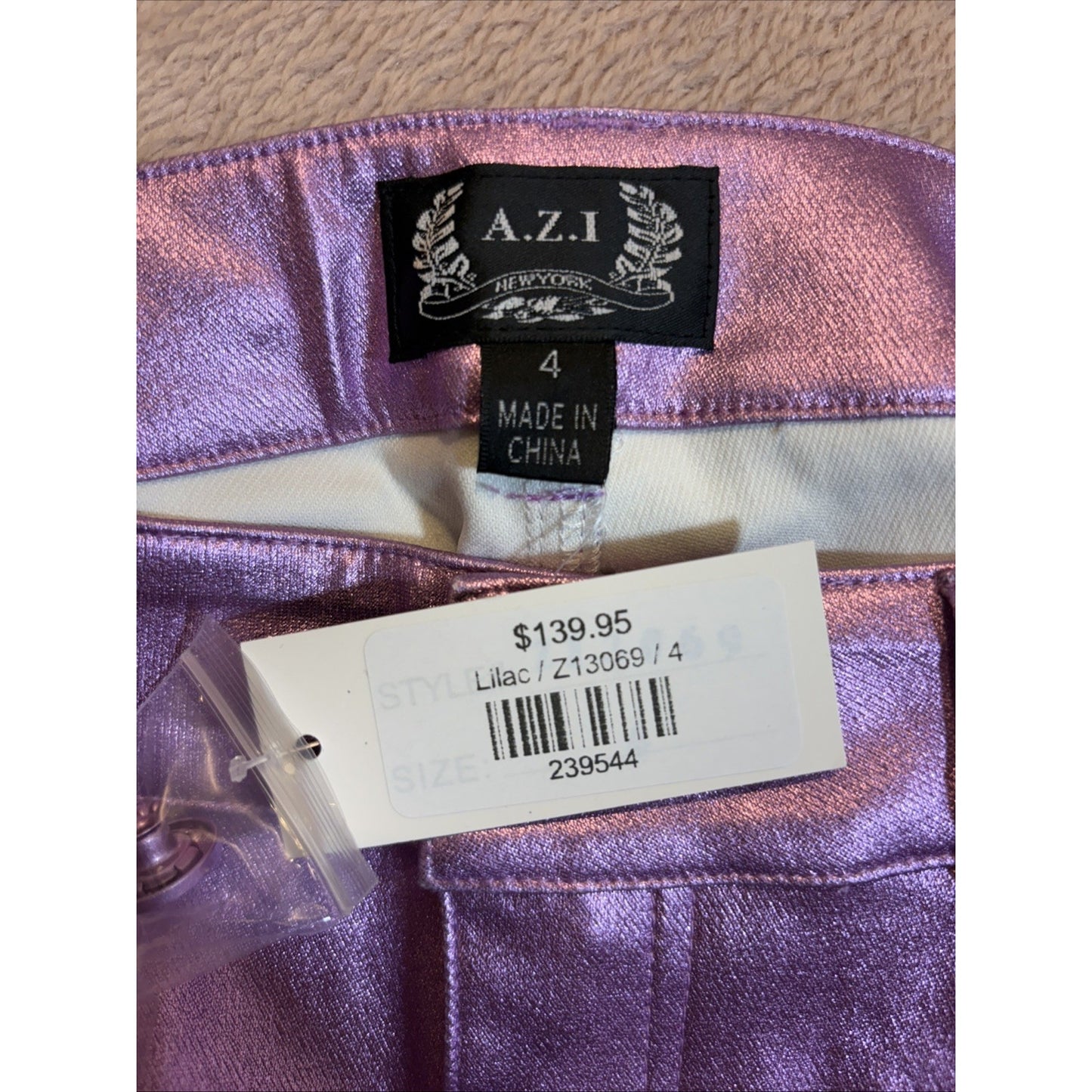 New A.Z.I Women's Size 4 Purple Metallic Glossy Gradient Ombre Flared Pants