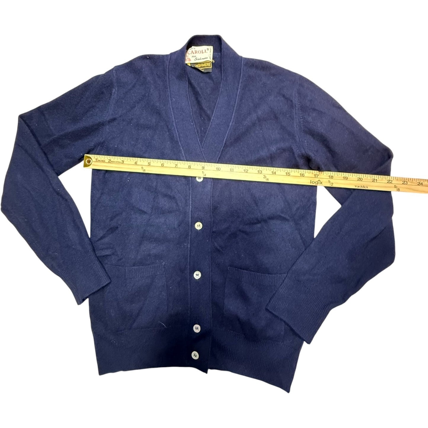 1960s Italian Navy Cashmere Cardigan Carol Women's Fratimanna Size Small