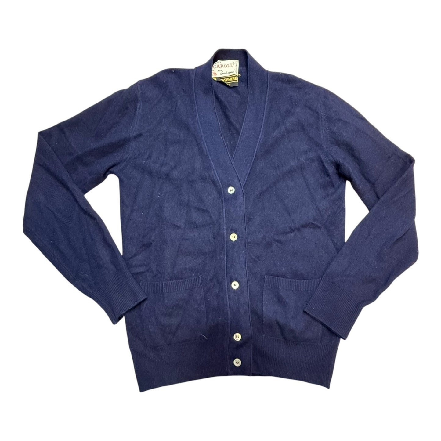 1960s Italian Navy Cashmere Cardigan Carol Women's Fratimanna Size Small