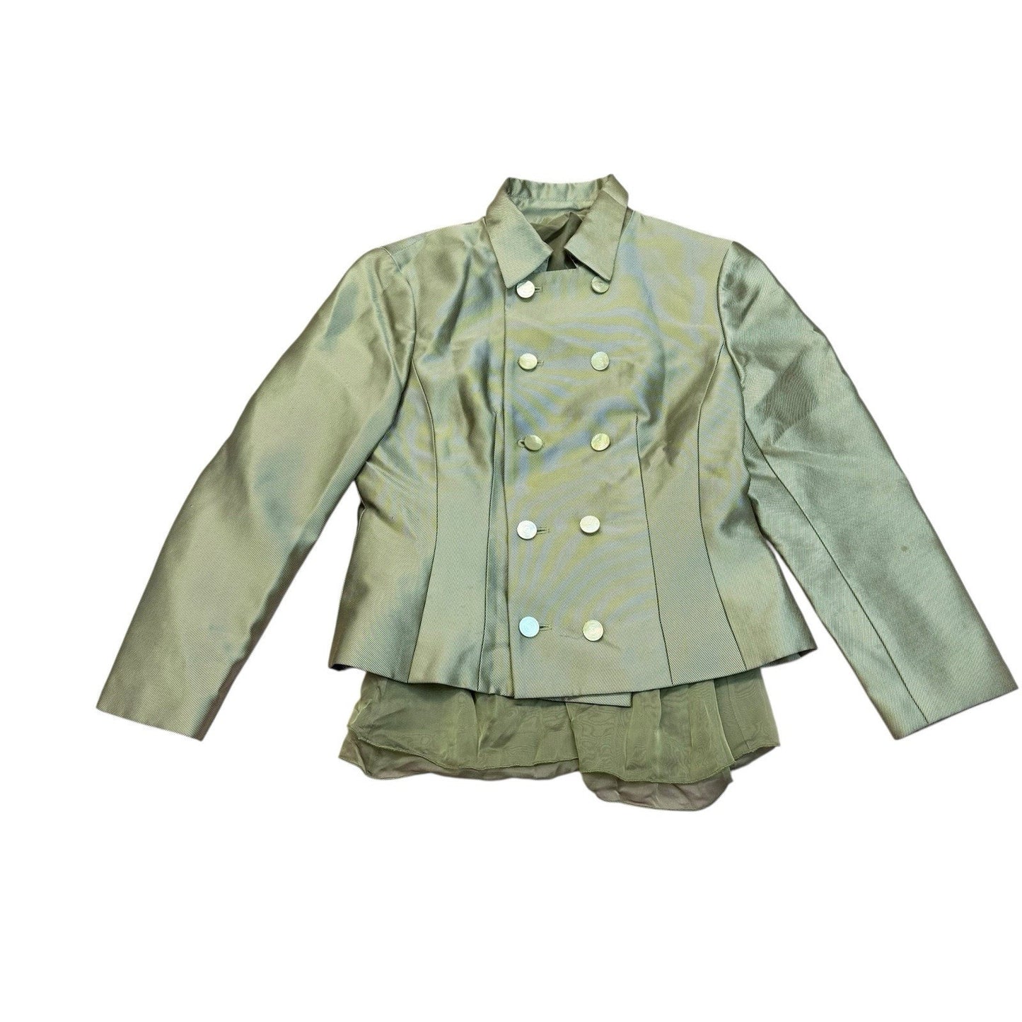 Worth Petite Green Silk Blend Jacket & Halter Top Set Women’s Size 10