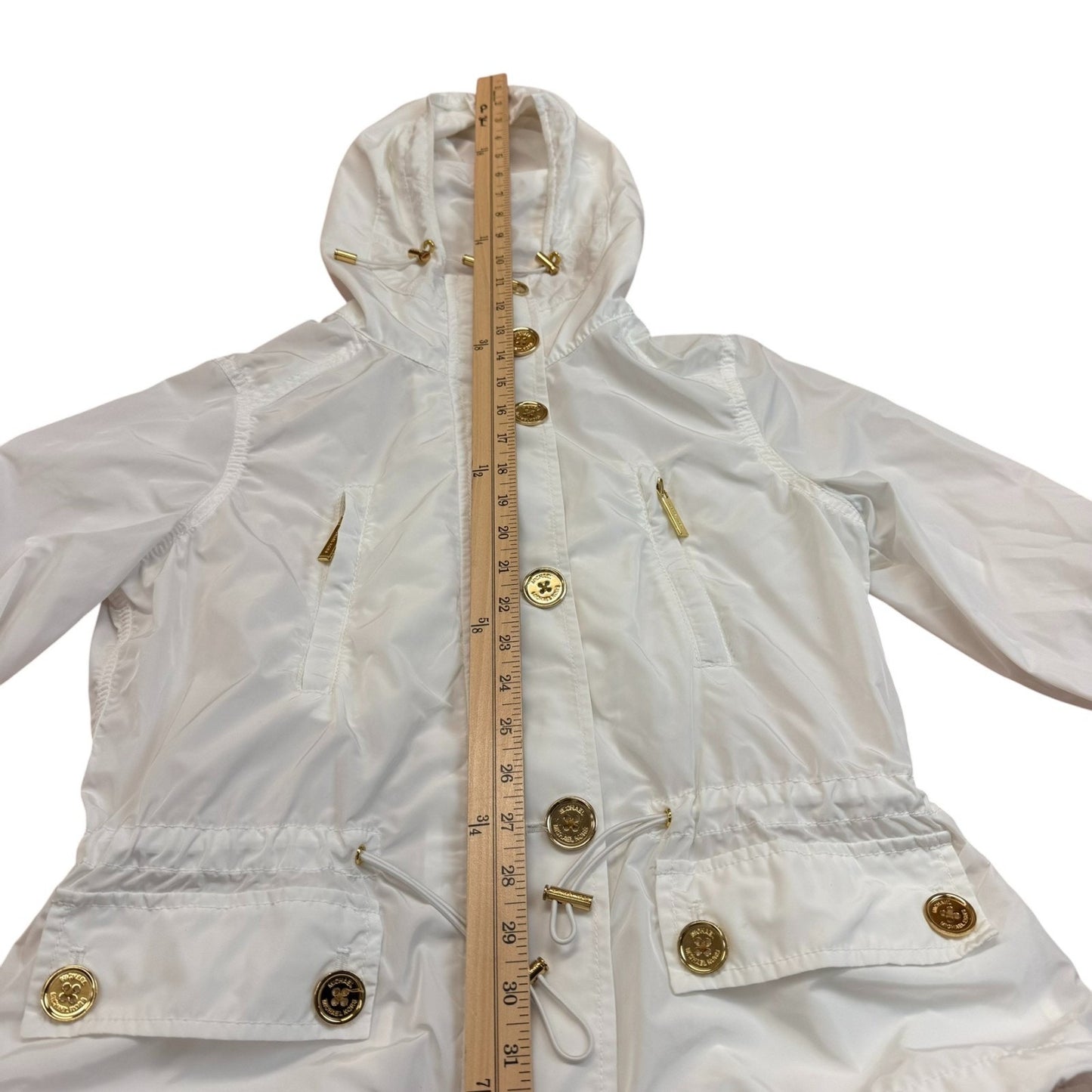 Michael Kors White Lightweight Rain Jacket Women’s Small Hooded