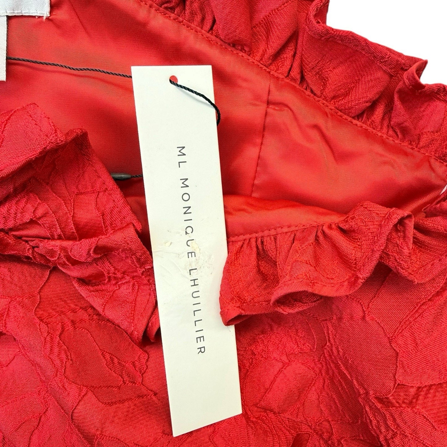 ML Monique Lhuillier Red One Shoulder Ruffle Cocktail Dress 12 NWT Women's