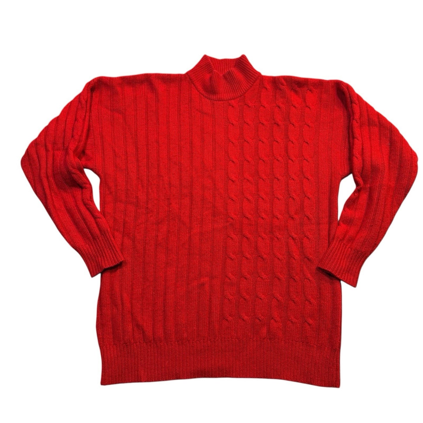 VTG Neiman Marcus Women’s Red 100% Cashmere Cable Knit Sweater Size L