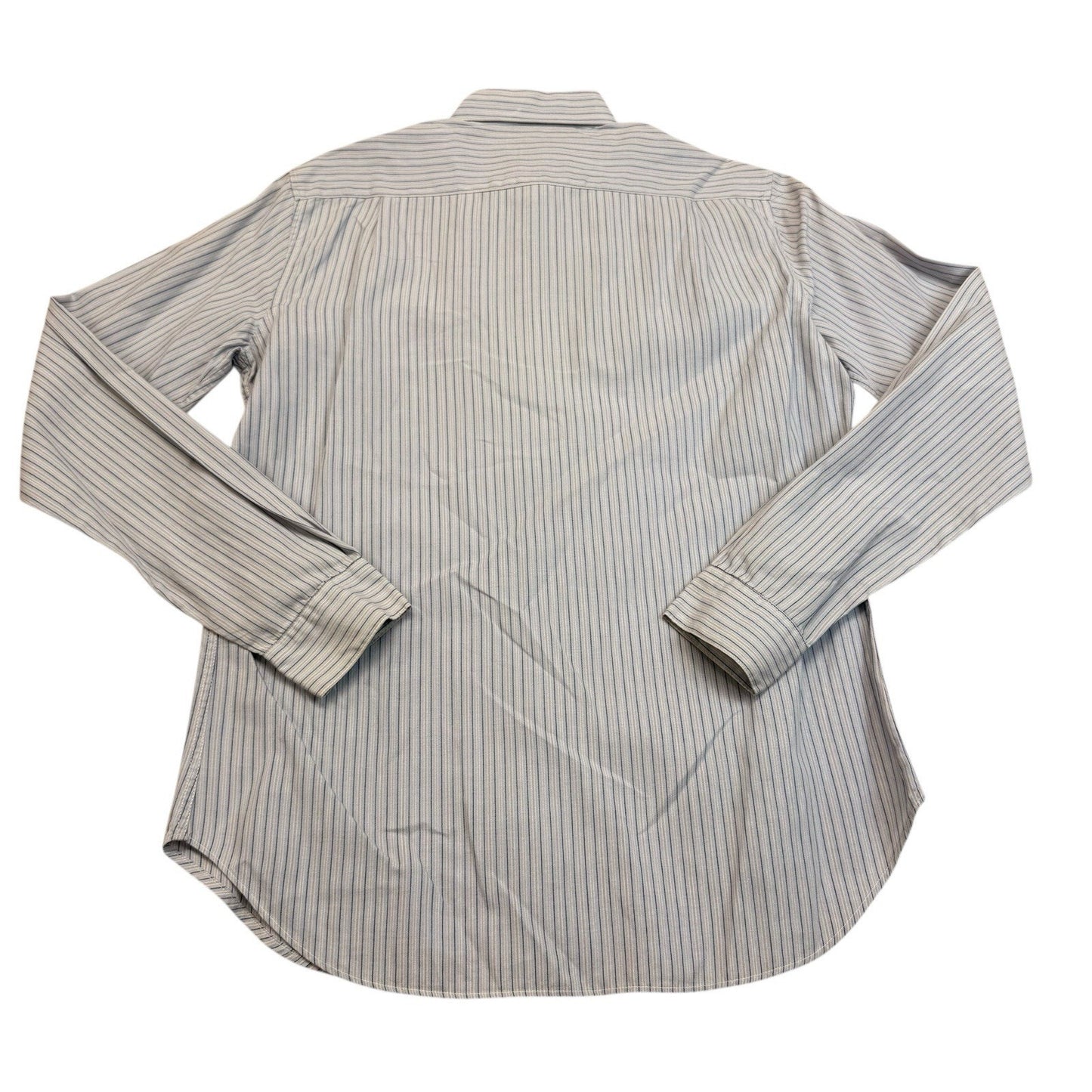 Vintage Calvin Klein Blue Pinstripe Button-Up Blouse Women’s Size 10 Y2K Minimal