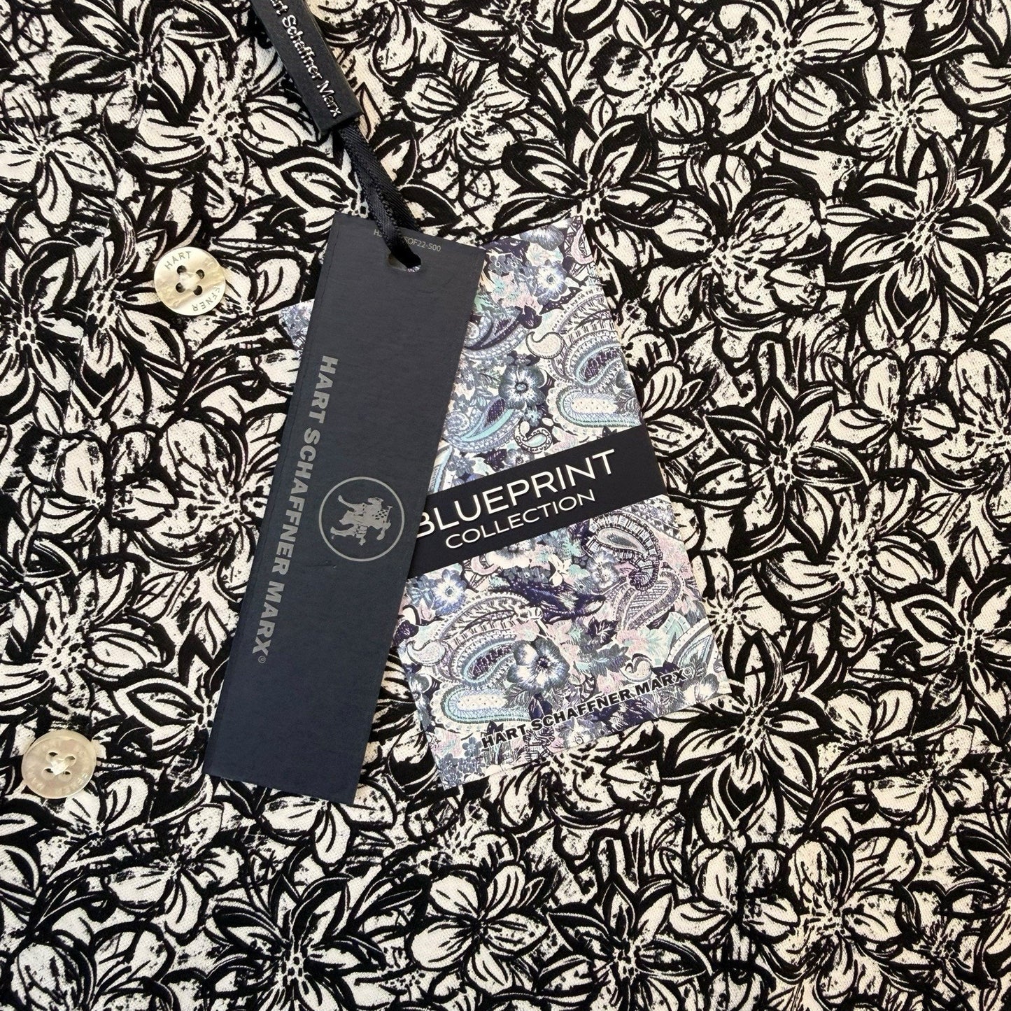 Hart Schaffner Marx Blueprint Shirt XXL NWT Floral Luxury Cotton $89 Black/White Women's Blouse