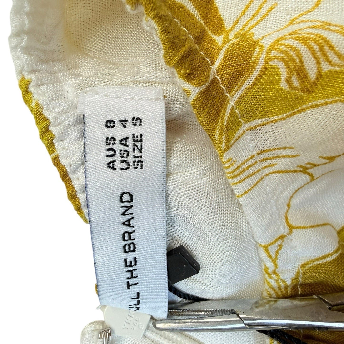 Faithfull The Brand Floral Sleeveless Dress Yellow White Side Cutouts US 4 Women's
