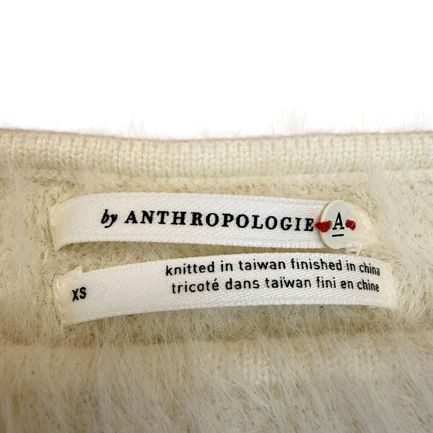 Anthropologie Eyelash Fuzzy Sweater Cream XS Cropped Women's