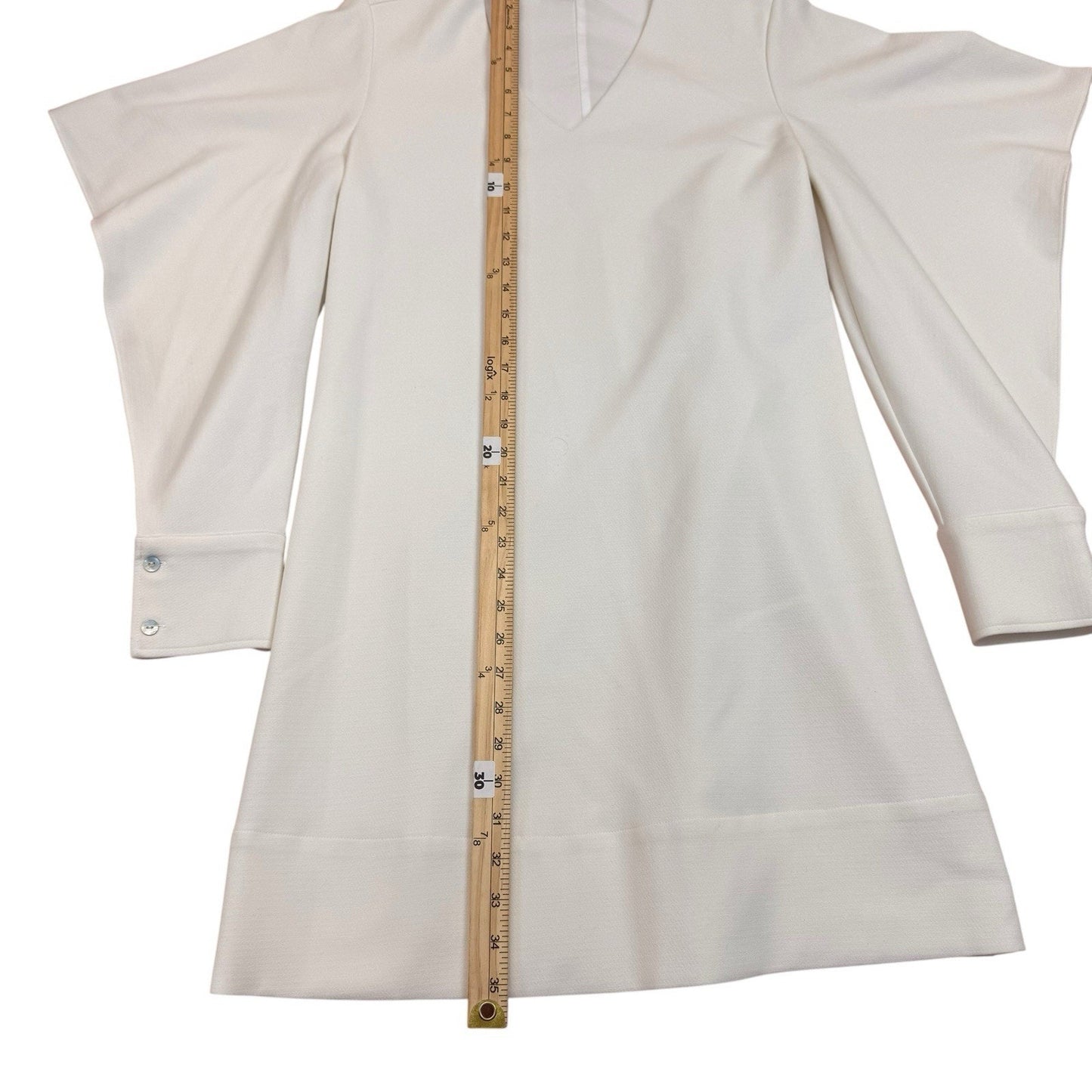 Abbey Glass Ivory Bell Sleeve Shift Dress Size Small Women's