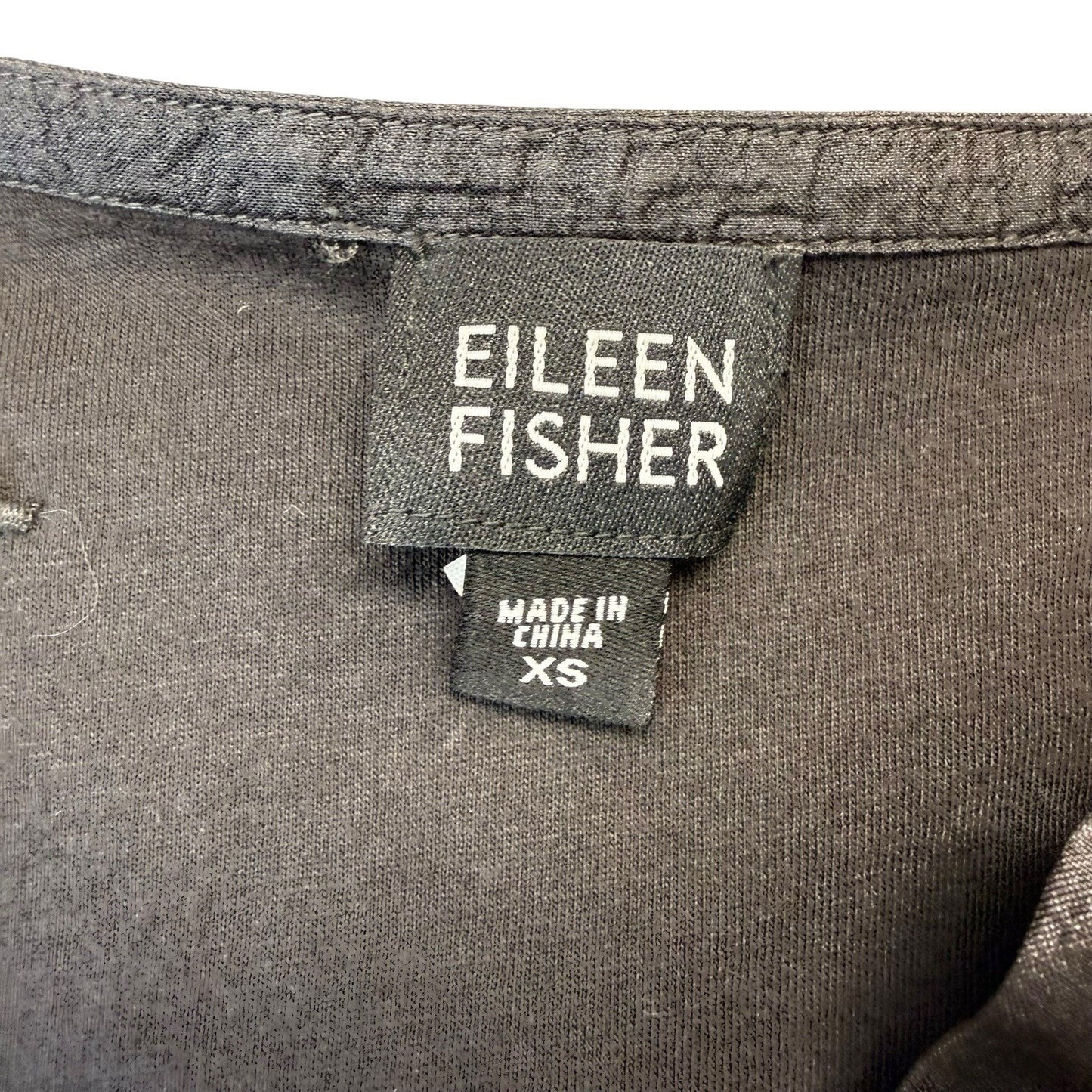 Eileen Fisher Black Silk Zip Up Jacket Women's XS Ruched Lightweight