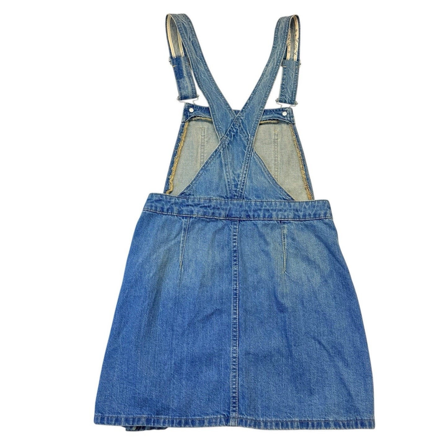 Free People Denim Overall Dress Blue Button Side Pinafore Size 2 NWT Women's