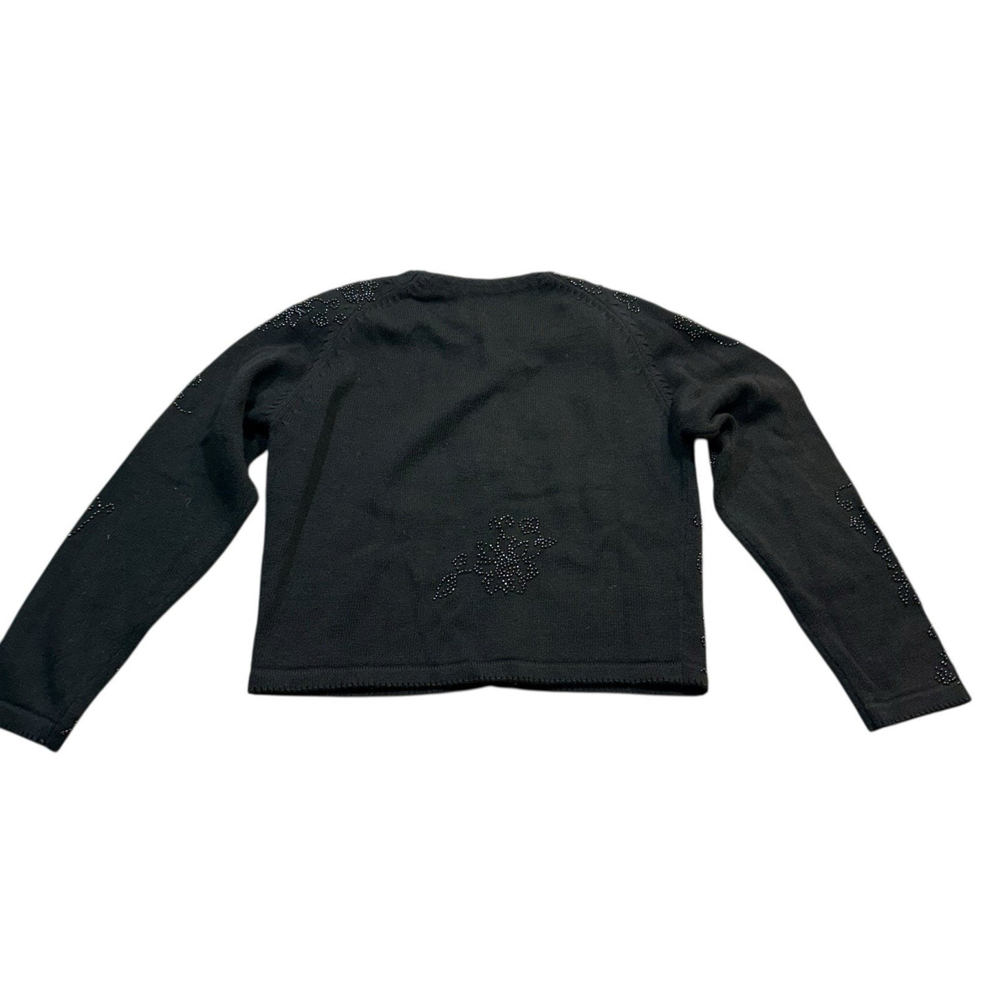 Michael Simon Women’s Small Black Sweater Beaded Floral Cardigan Vintage