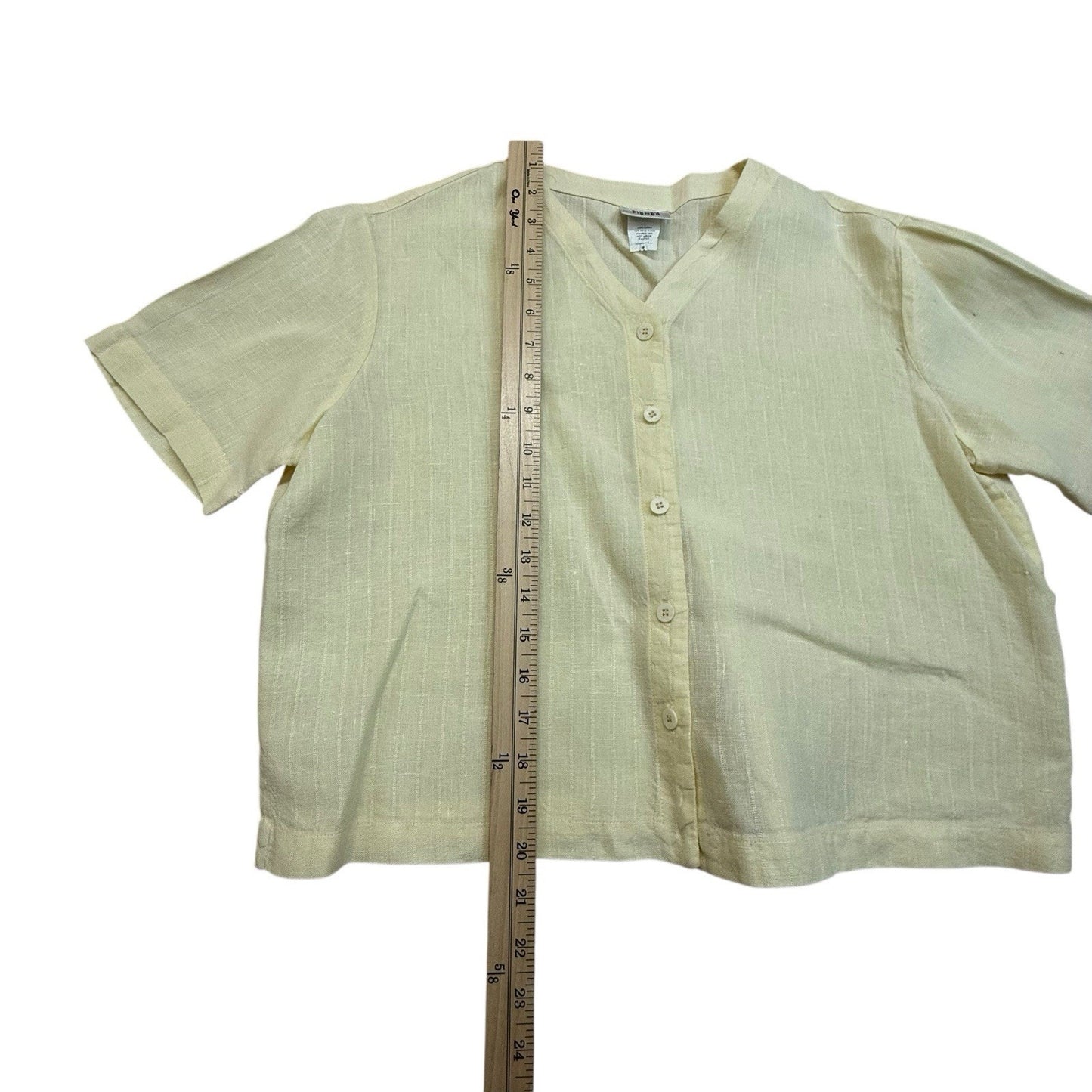 VINTAGE Women's S Eileen Fisher Sheer Linen Short Sleeve Blouse