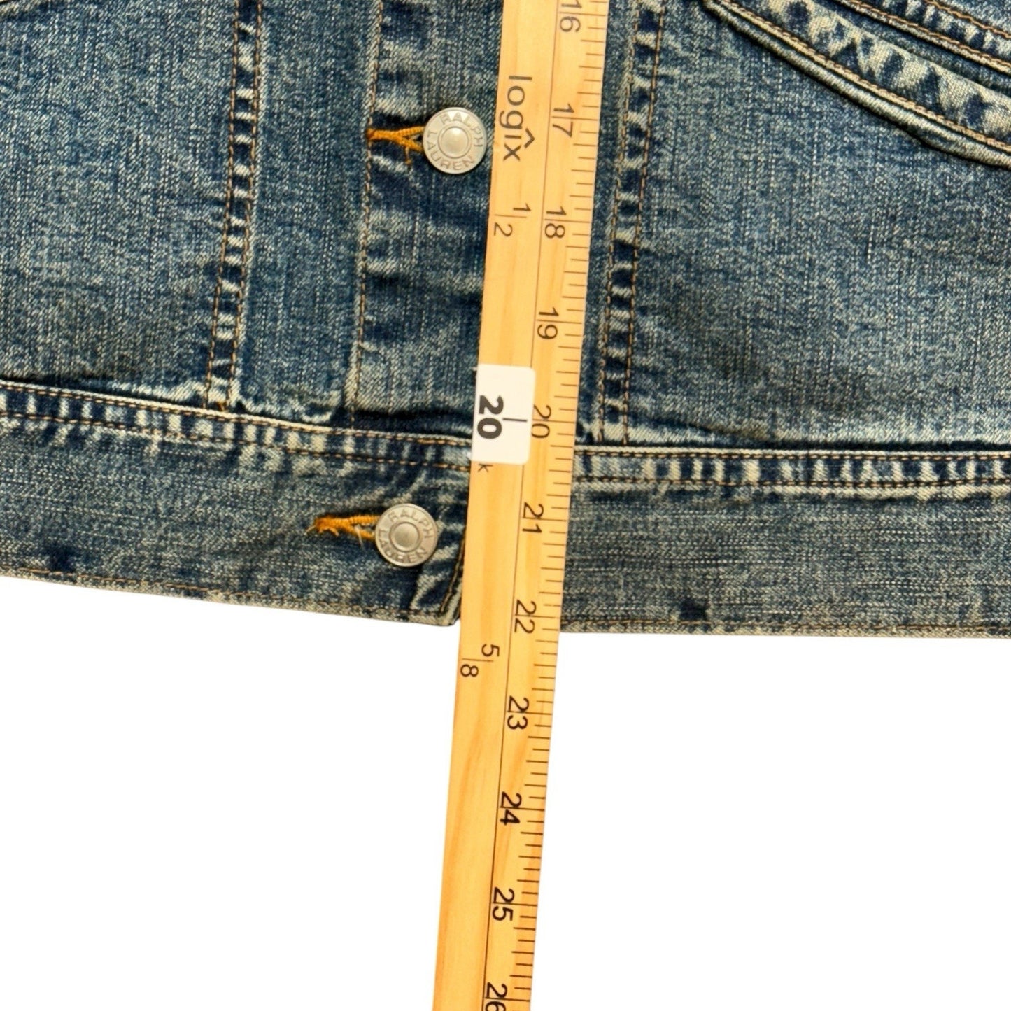 Men's Polo Ralph Lauren Blue Jean Denim Flag Jackets Size M Corduroy Collar USA