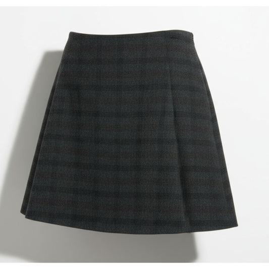 PLAN C Wool Blend Plaid Skirt Size 10 NWT Barneys New York Green Tweed 32” Waist Women's