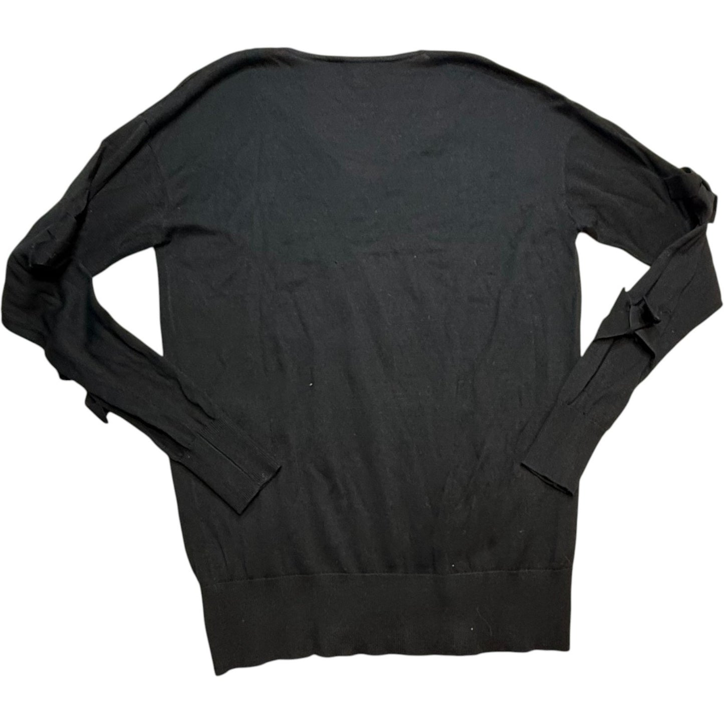 Per Se by Carlisle Black 100% Silk V-Neck Long Split Sleeve w/Bows Blouse XS Y2K Women's Blouse