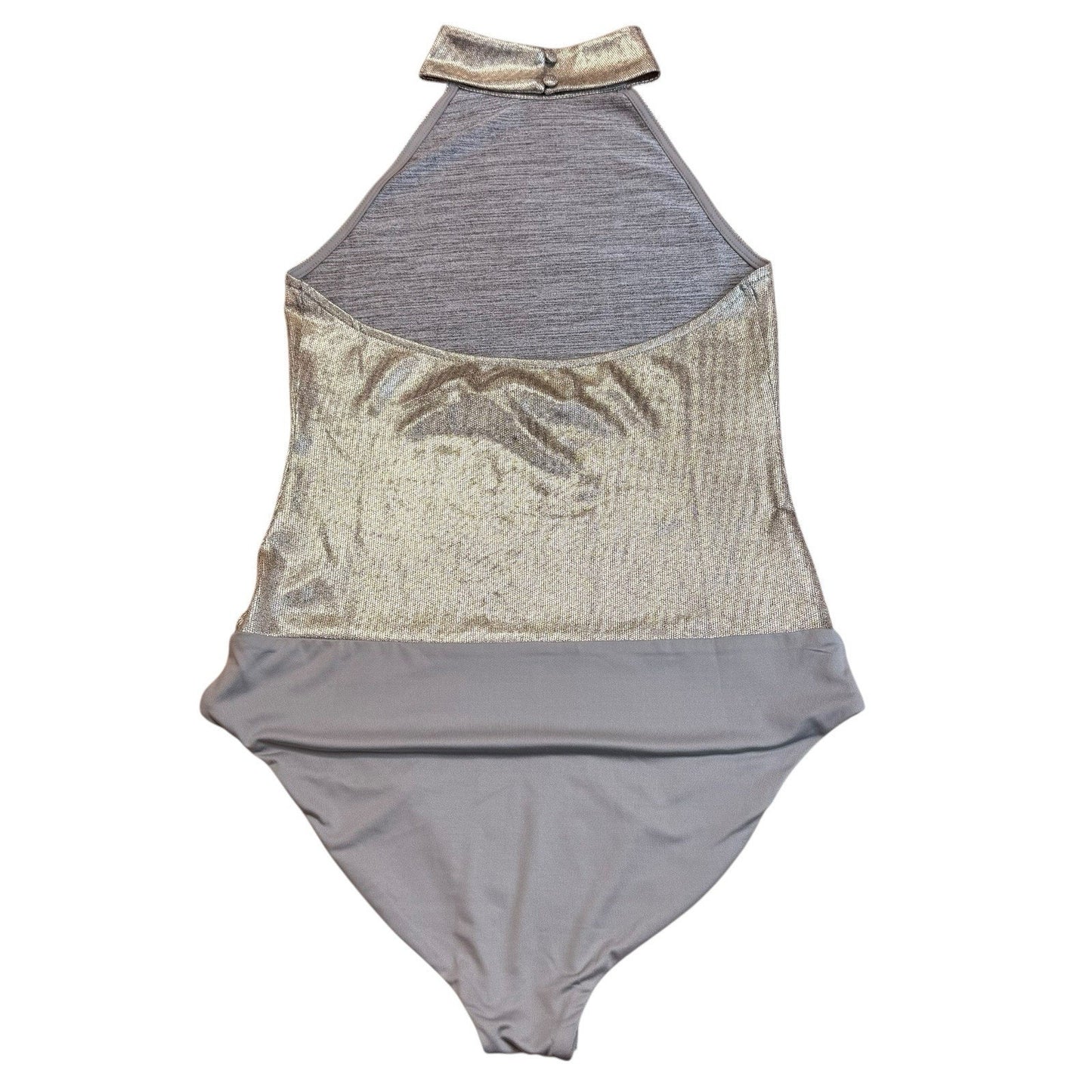 NWT House of Harlow Metallic Gold One Piece Halter Women’s Large Blouse