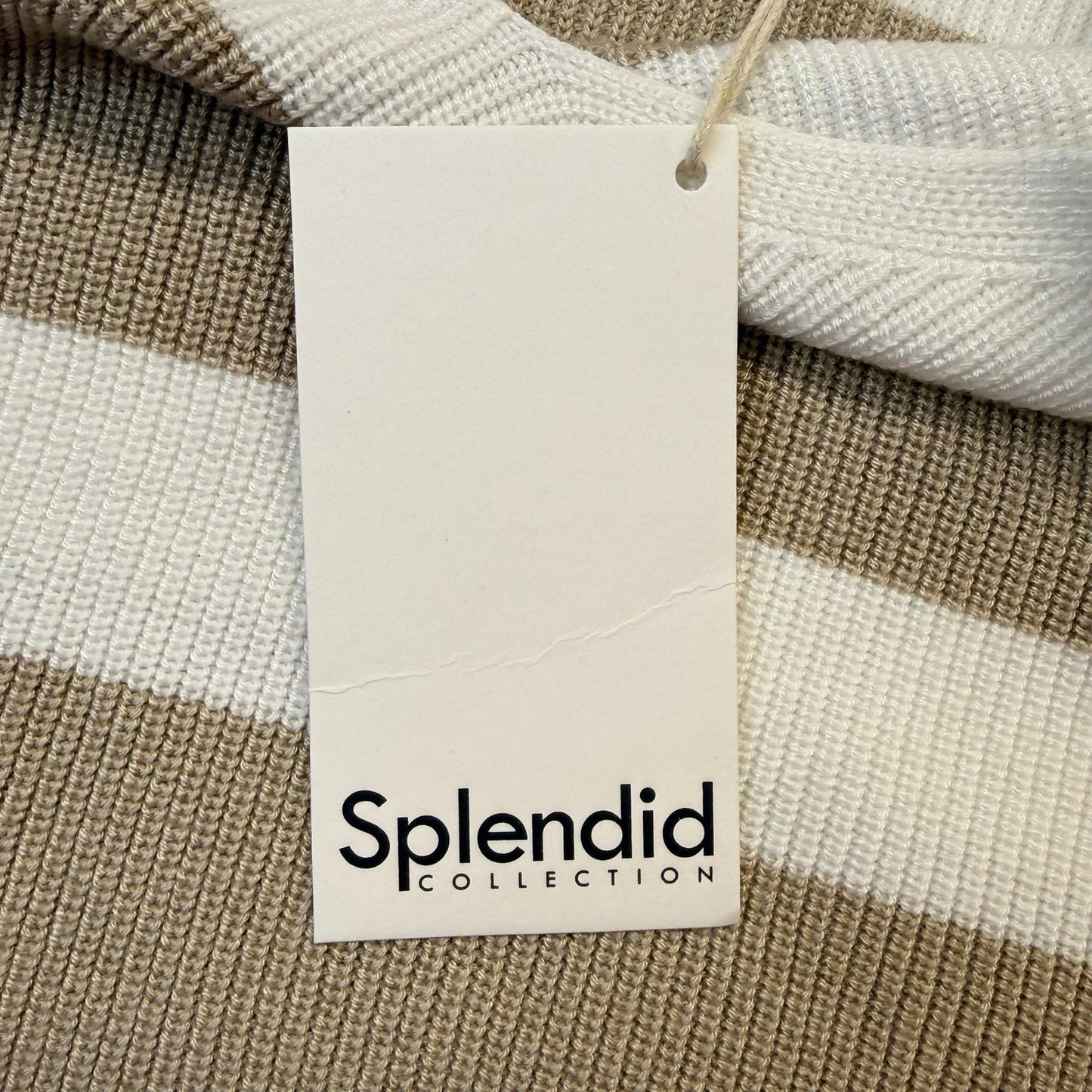 Splendid XS Knit Cami Tank Top Beige Cream Stripe MSRP $118 NWT Blouse Women's