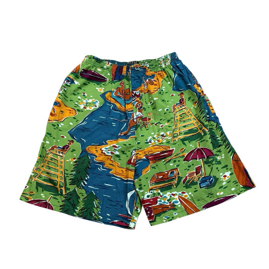 Vintage Y2K Polo Ralph Lauren Swim Men's XL Graphic Print Beach Shorts