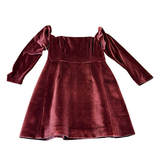 Anthropologie Hutch Velvet Dress Size 6 Red Square Neck NWT Women's