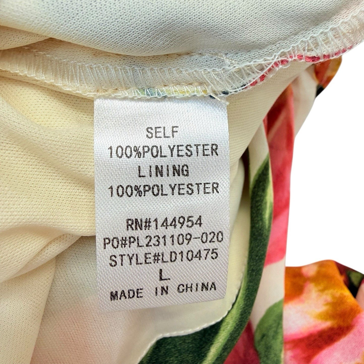 LUXXEL Floral One Shoulder Dress L Ivory Ruched Asymmetrical NWT Women's