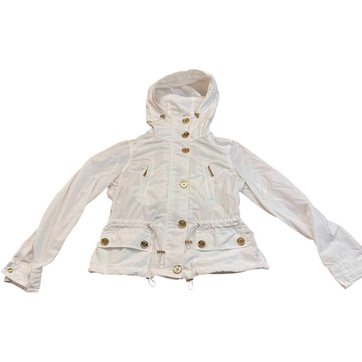 Michael Kors White Lightweight Rain Jacket Women’s Small Hooded