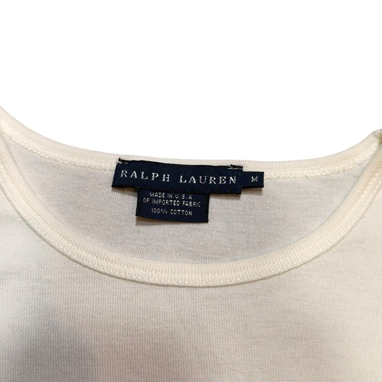 Vintage Y2K Ralph Lauren Big Pony T-Shirt Women’s M White Yellow Pony USA Cotton