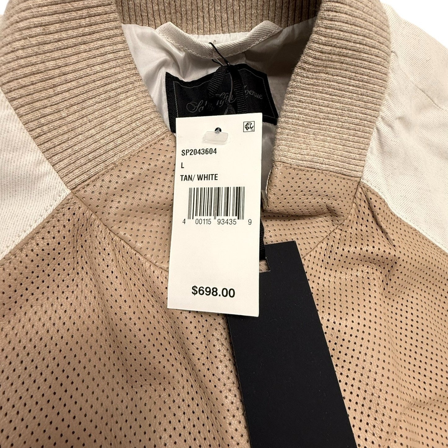 Saks Fifth Avenue Men's Size Large Tan White Color-Block Bomber Jackets - NEW