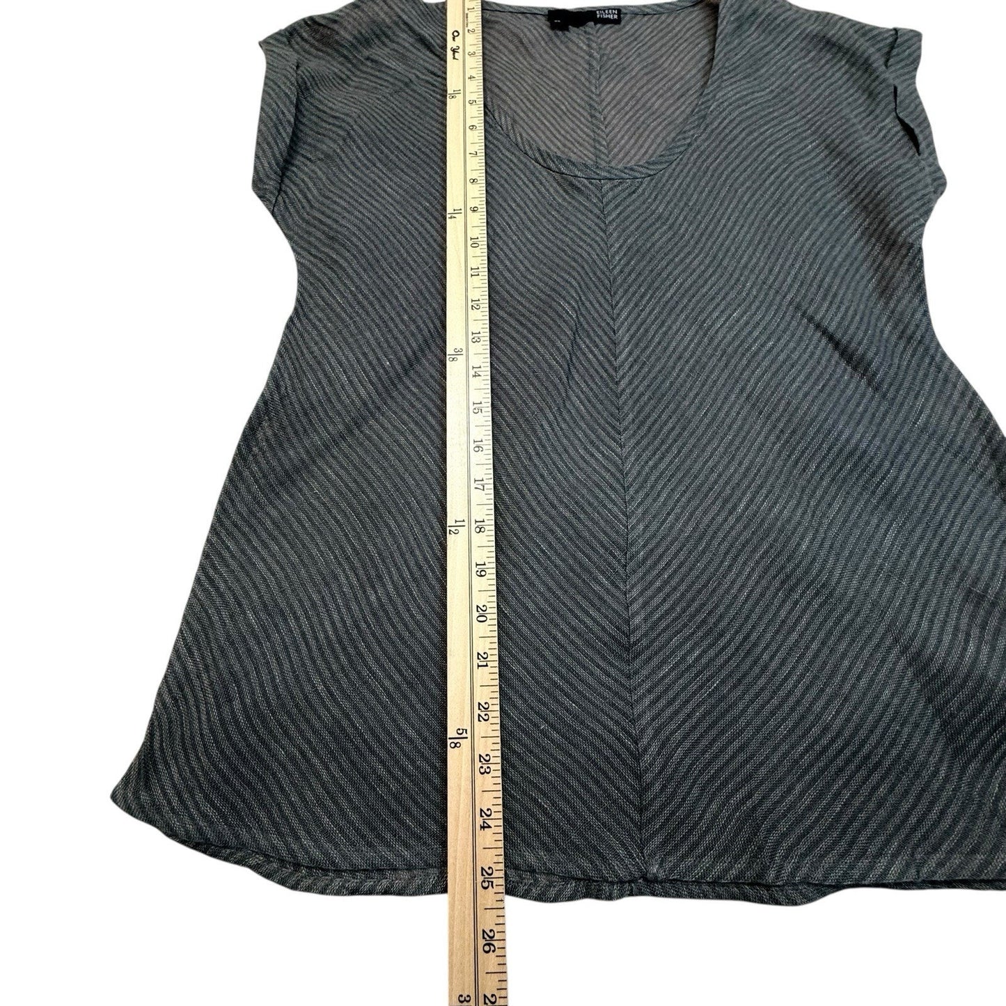 Eileen Fisher Wool Blend Sleeveless Tunic Women's T-Shirt Gray Chevron XS