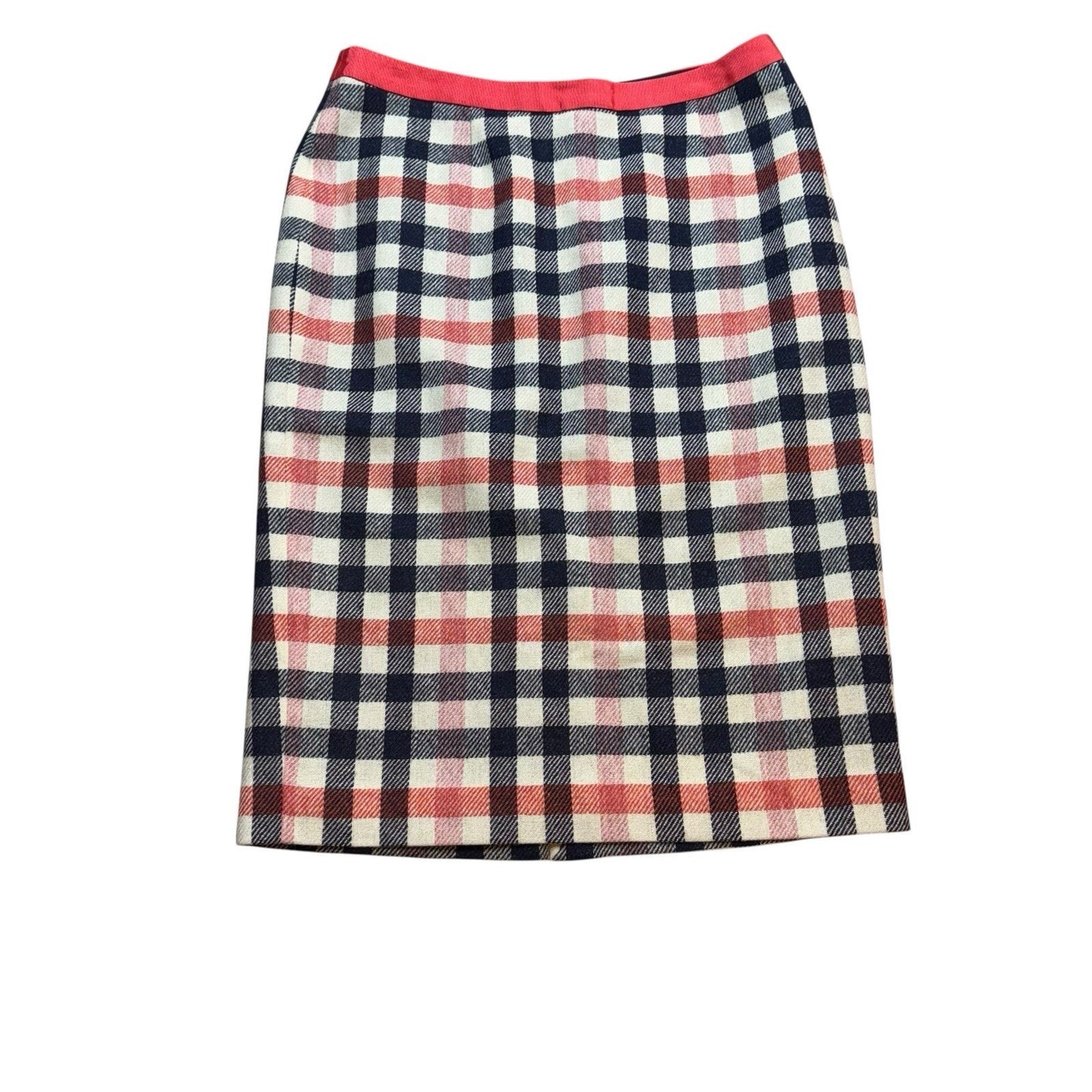 Boden British Mallalieus Tweed Wool Skirt Blue Plaid Women's Pencil Size 10