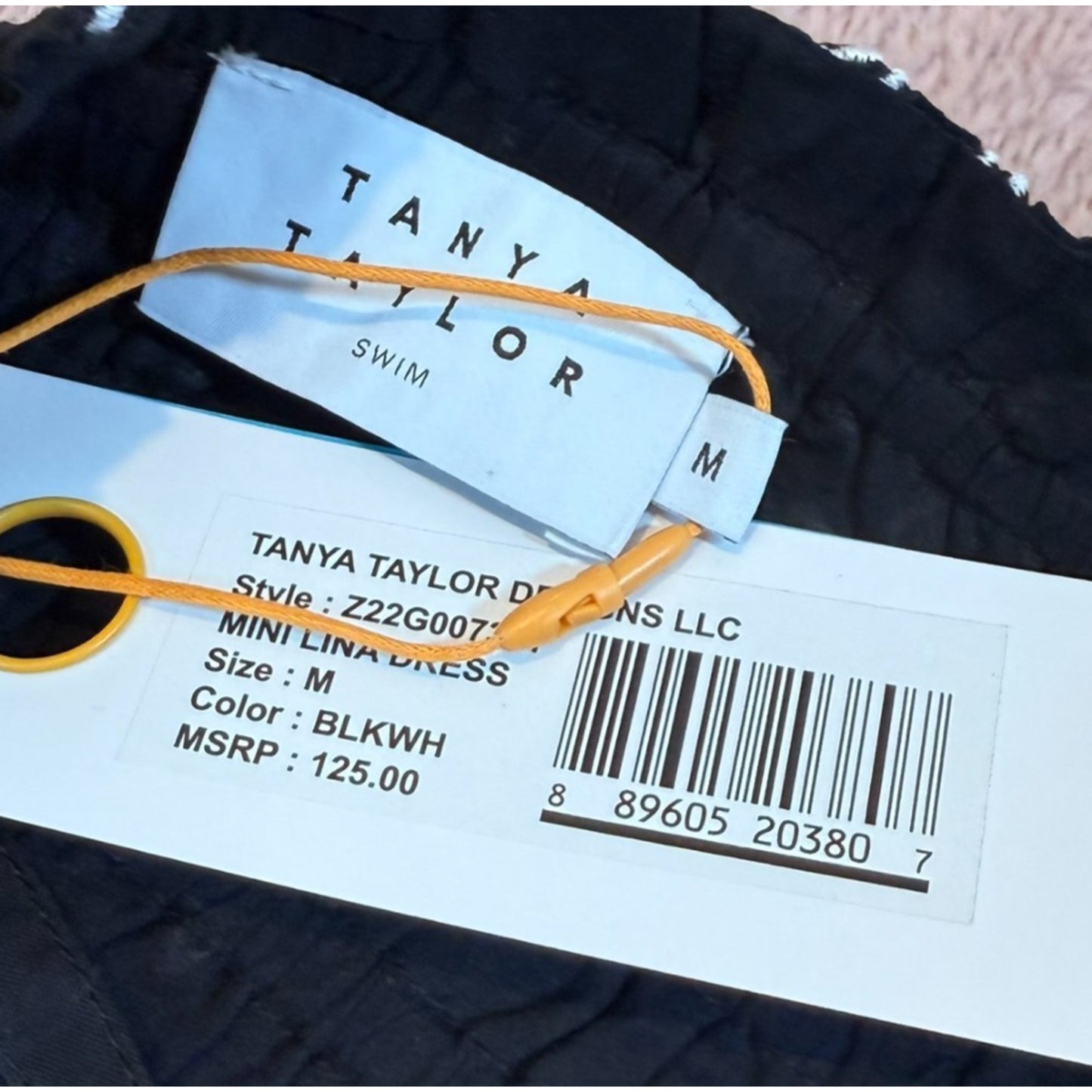 Tanya Taylor Swim Mini Lina Dress Girl's M Black WHT Embroidered Lily Cotton NWT