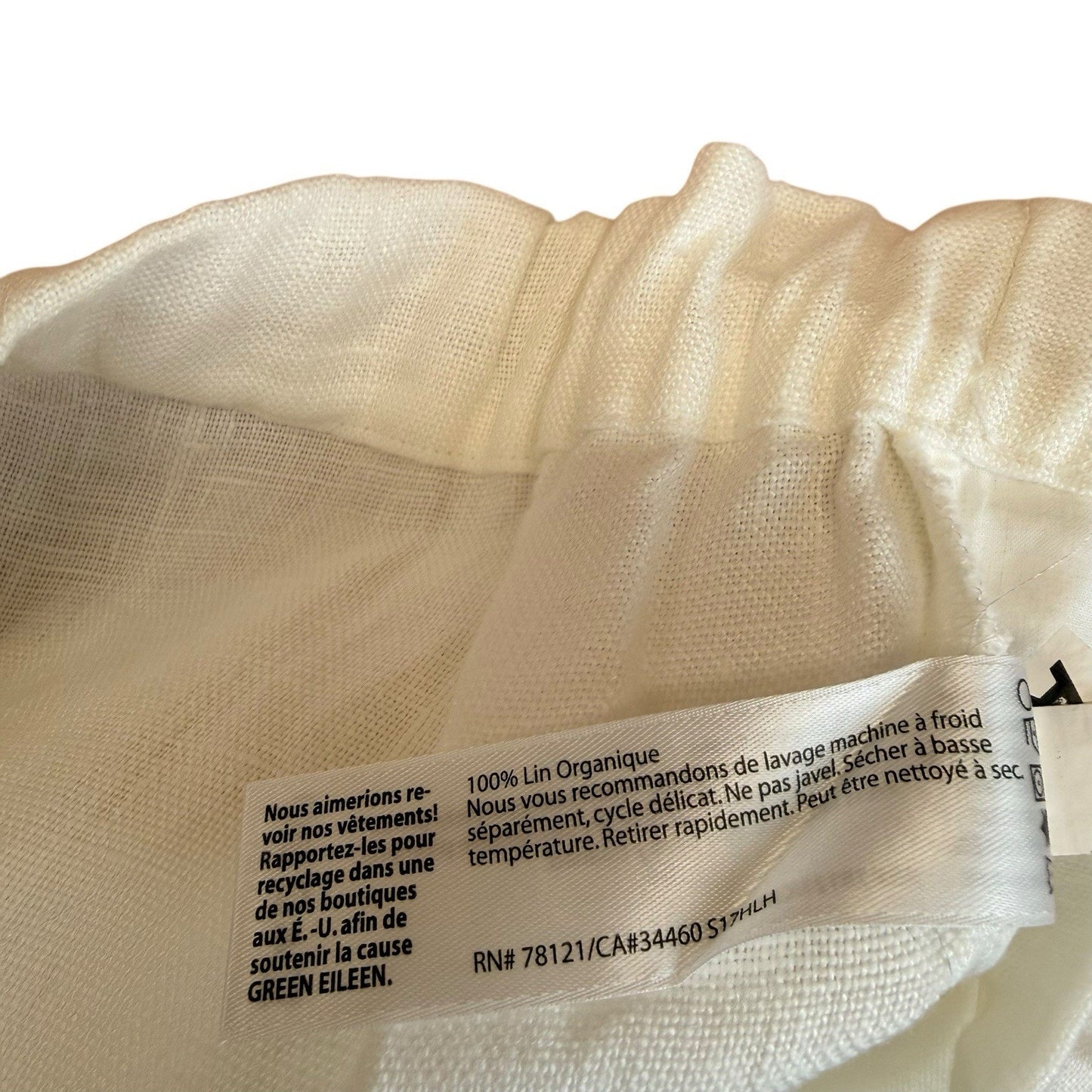 Vintage Eileen Fisher Linen Pants Women’s XXS TP White Elastic Waist 90s
