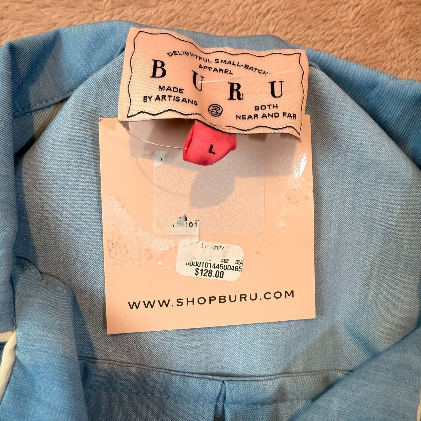 NEW Buru Women's Size Large Blue Modern Casual Loungewear Long-Sleeve Blouse