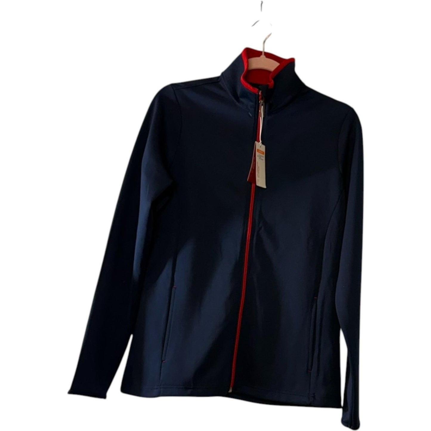Antigua Women’s Medium Navy Full Zip Jacket Red Trim Performance NWT