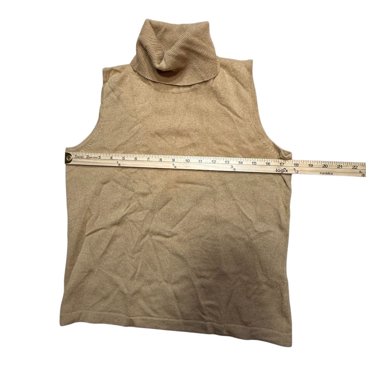 Y2K Doncaster Collection Beige Cashmere Sleeveless Turtleneck Size S Women's Blouse