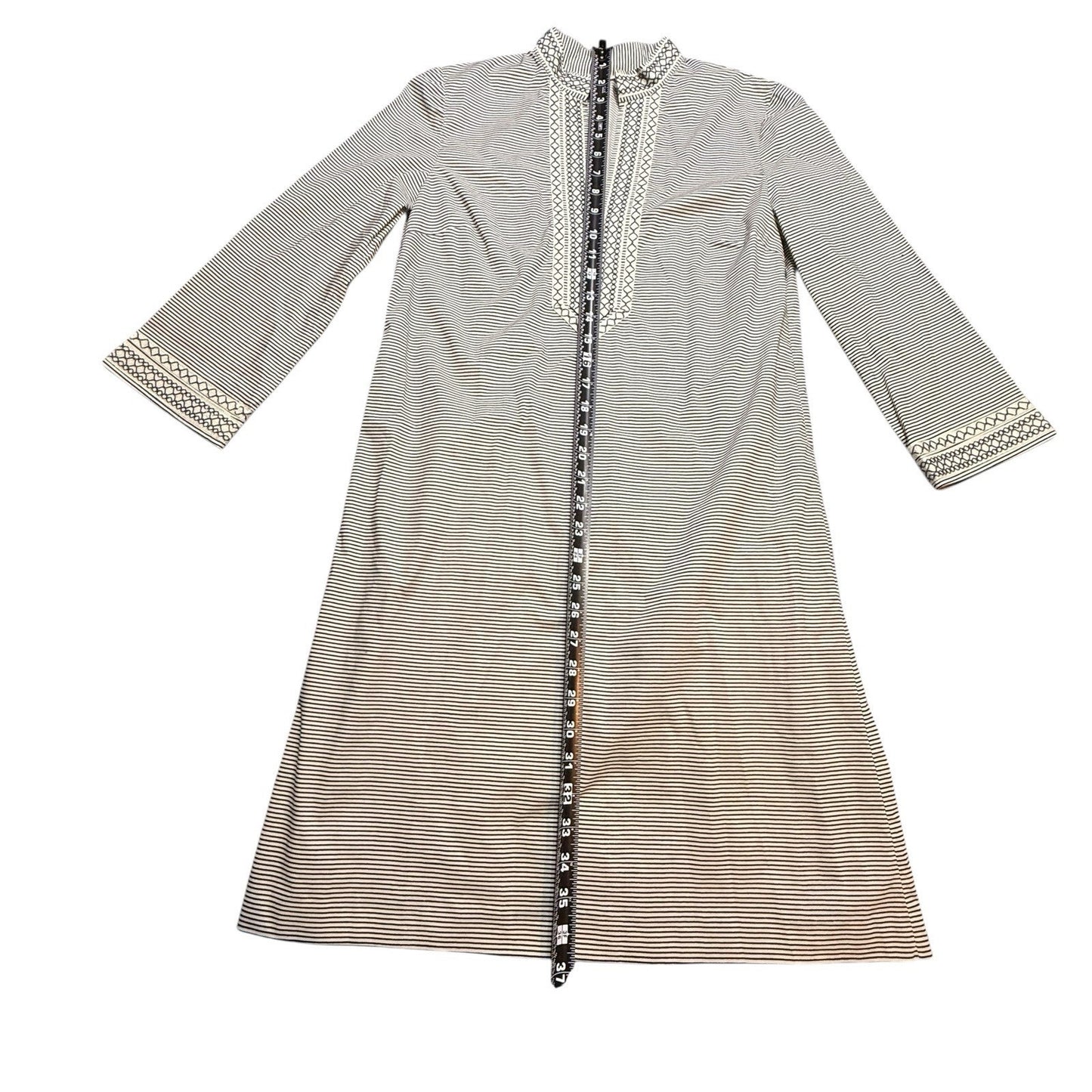 Tory Burch Women’s Tunic Dress Gray White Embroidered Boho Style Size 4