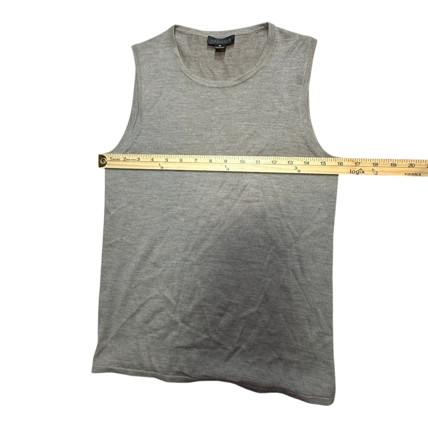 Y2K Carlisle Collection 100% Cashmere Twin Set Cardigan Sleeveless Shell Gray S Women's