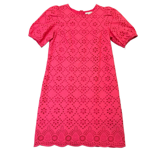 London Times Pink Eyelet Dress US 10 Floral Lace Shift Scallop Hem NWT Women's