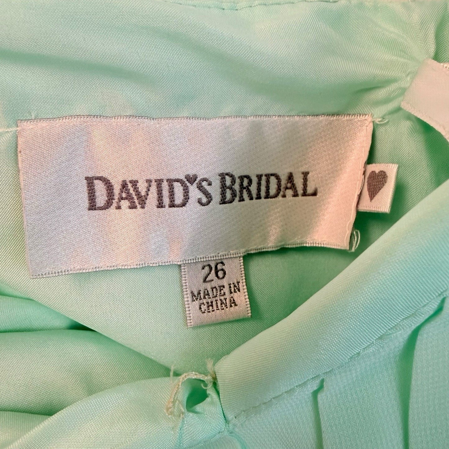 Women's David’s Bridal Mint Strapless Chiffon Bridesmaid Dress Size 26 NWT