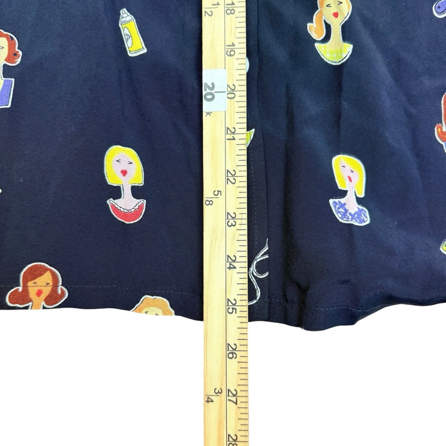 David Dart Novelty Print Button Shirt Women's P Navy Short Sleeve Blouse