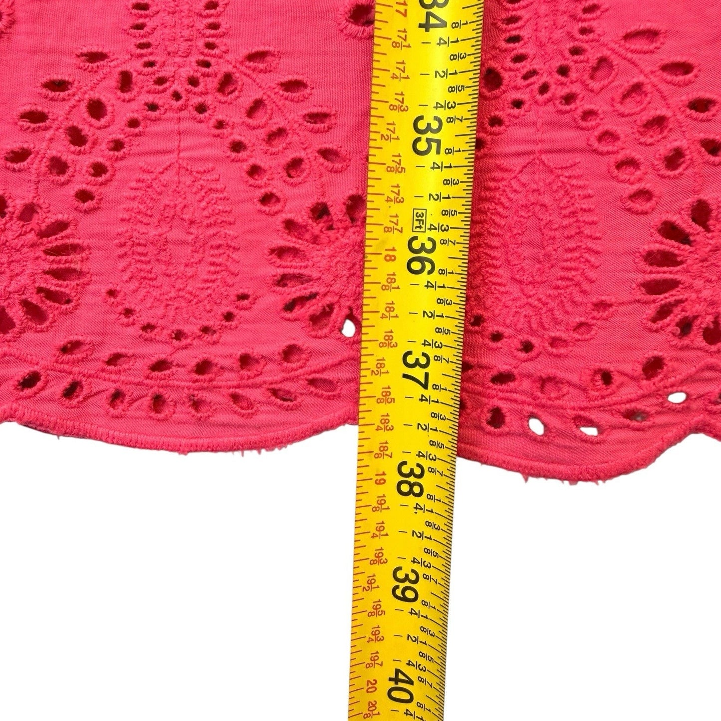 London Times Pink Eyelet Dress US 10 Floral Lace Shift Scallop Hem NWT Women's